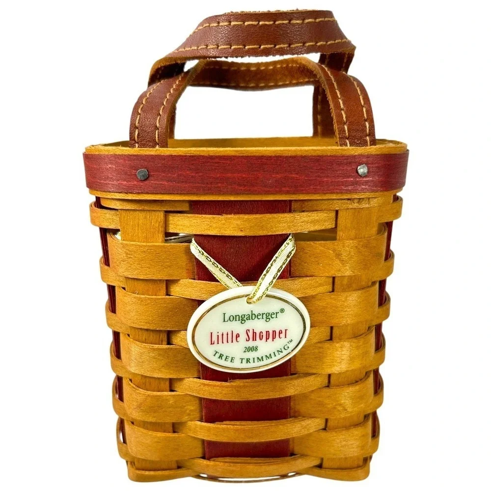 Longaberger LITTLE SHOPPER BASKET 2008 Tree Trimming Lid Liner Protector Tie-on
